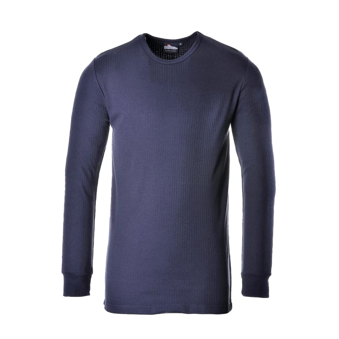 Portwest Navy Cotton, Polyester Long Sleeve T-Shirt, UK- 3XL, EUR- 3XL