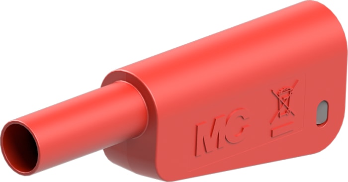 Staubli Red Plug Test Plug, Solder Termination, 32A, 1kV, Gold Plating