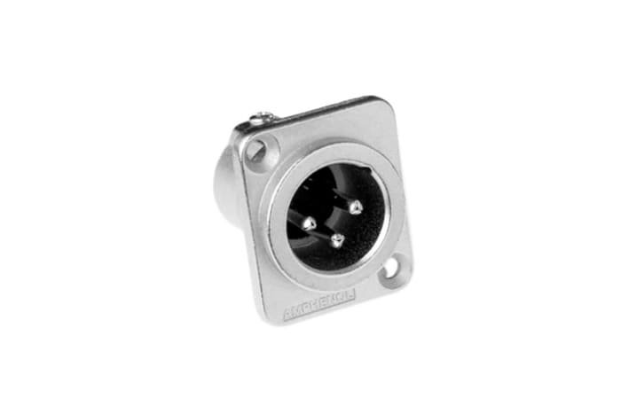 Amphenol Industrial Chassis Mount XLR Connector, Male, IP40, 133 V, 3 Way, Silver Plating