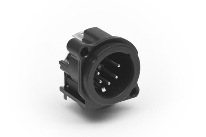 Amphenol Industrial Chassis Mount XLR Connector, Horizontal, Male, IP40, 133 V, 5 Way, Gold over Nickel Plating