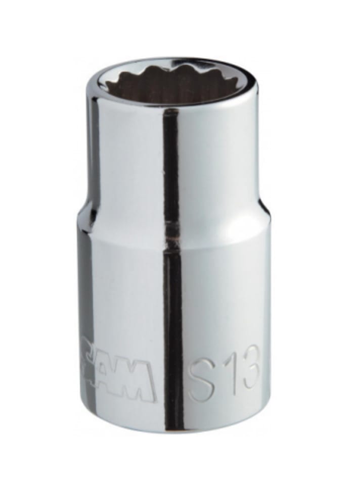 SAM 1/2 in Drive 8mm Standard Socket, 12 point, 38 mm Overall Length
