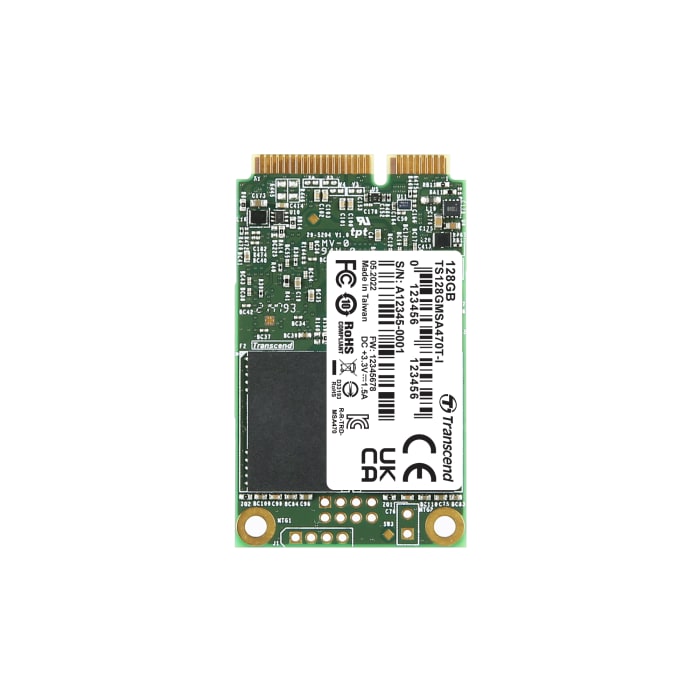 Disco duro SSD interno mSATA Transcend de 128 GB, SATA III, 3D TLC, para aplicaciones industriales