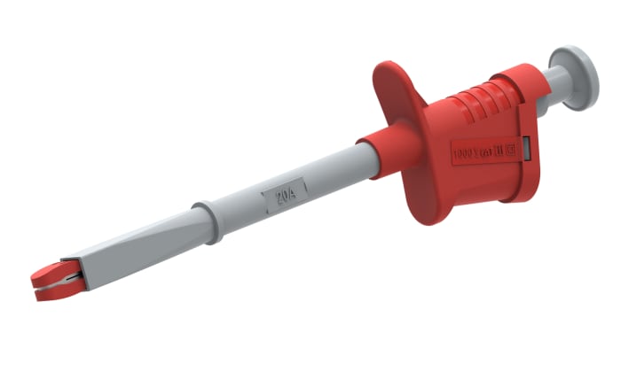 Electro PJP Alligator Clip, Nickel-Plated Steel Contact, 20A, Red