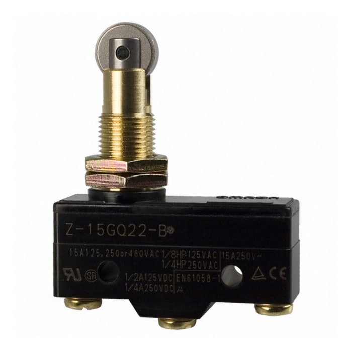 Omron Roller Plunger Limit Switch, NO/NC, IP00, SPDT, 500V ac Max, 15A Max