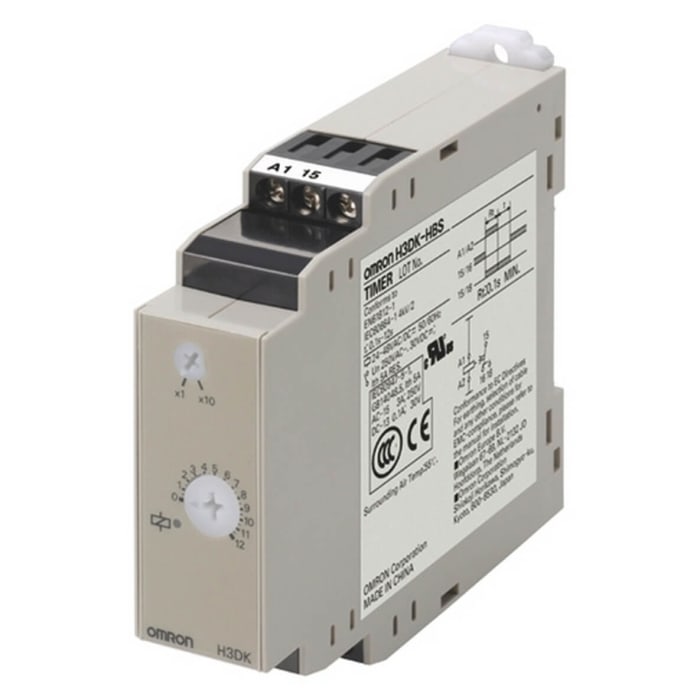 Omron DIN Rail Mount Timer Relay, 24-48V ac/dc, 2-Contact, 0.1-12s, 1-Function, SPDT