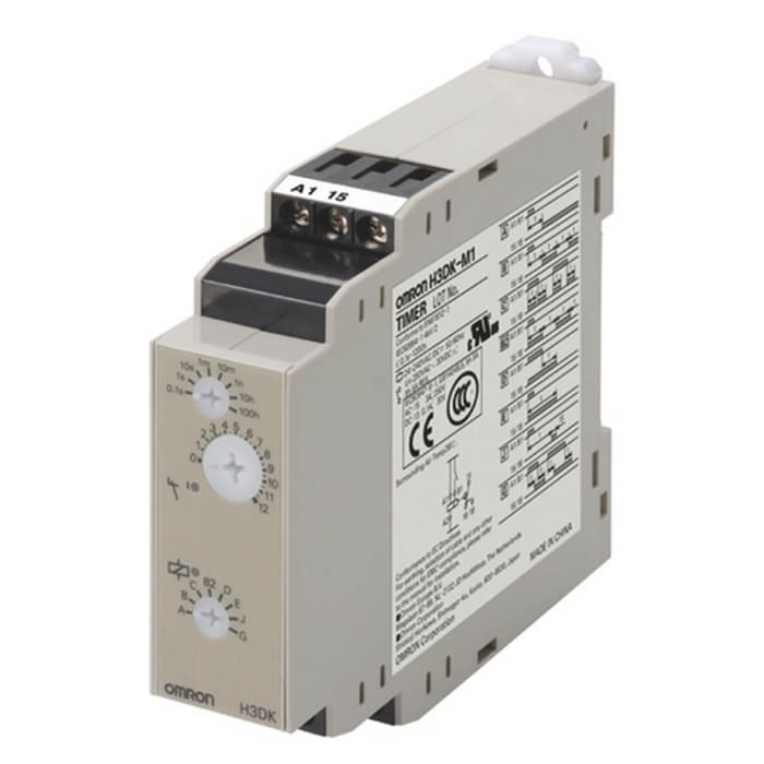 Omron DIN Rail Mount Timer Relay, 24-240V ac/dc, 4-Contact, 0.1 → 4320000s, SPDT
