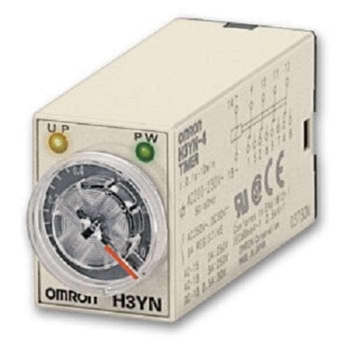 Omron Plug In Timer Relay, 100-120V ac, 4-Contact, 0.1 → 600s, DPDT