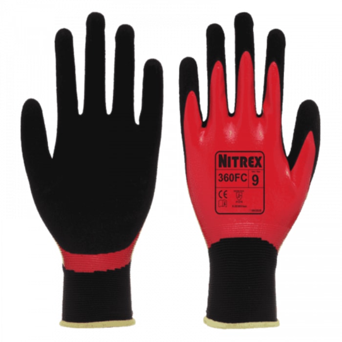 360FC09 Uniglove 360FC* Red Nylon Abrasion Resistant, Dry