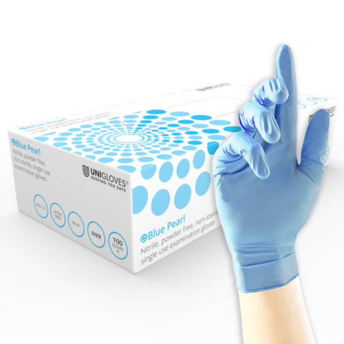 Unigloves GP0*** Blue Powder-Free Nitrile Disposable Gloves, Size L, 100  per Pack