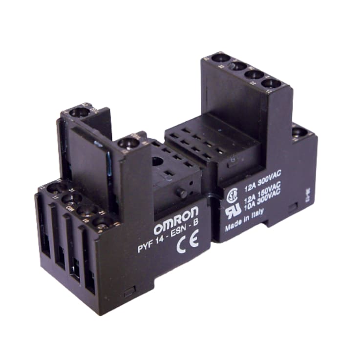 Omron PYF14 14 Pin 250V ac DIN Rail Relay Socket, for use with MY2, MY4