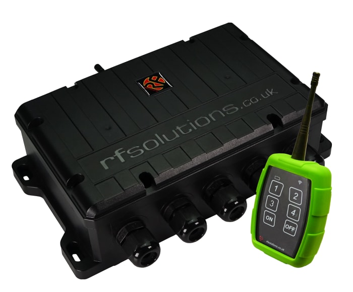 Sistema de control remoto, 4 Canales, 868MHZ, LoRa, 6 Botones , Alimentación 230V ac