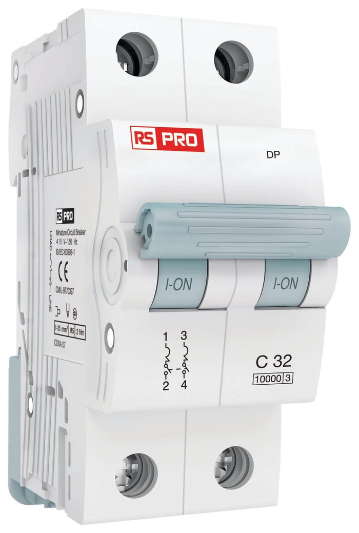 RS PRO | RS PRO DHMZ Miniature Circuit Breaker, 2-Pole, 10A, Type C ...