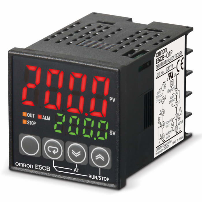 Omron E5CB Panel Mount Controller, 48 x 48mm 2 Input, 3 Output Relay, 100 → 240 V ac Supply Voltage ON/OFF, PID, 2-PID