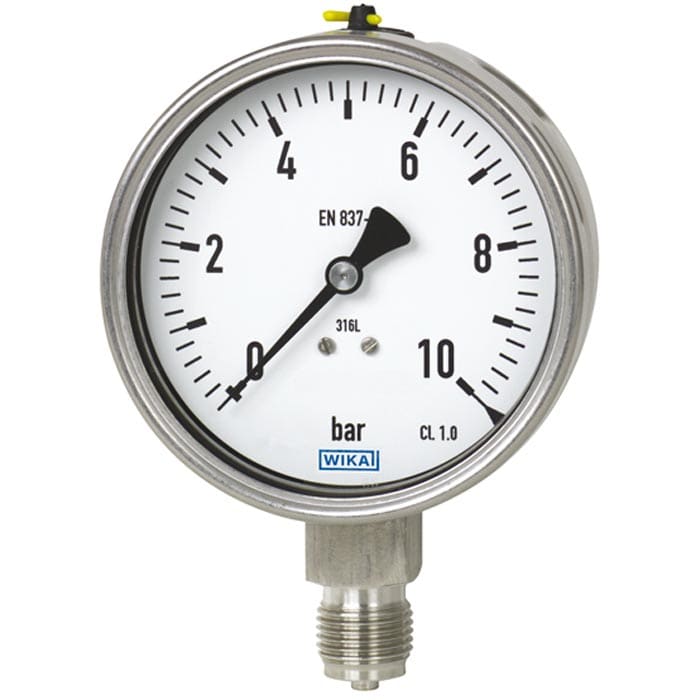 48784146 WIKA WIKA 1 4 NPT Analogue Pressure Gauge 10bar Bottom