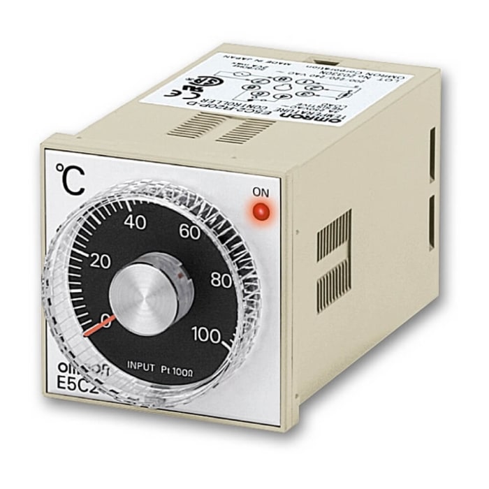 Omron E5C2 Panel Mount, Din-Rail Removable Socket Controller, 48 x 48mm 1 Input, 1 Output Relay, 100 → 240 V ac Supply