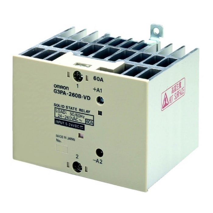 Omron G3PA-260B-VD 5-24VDC Series Solid State Relay, 60 A Load, DIN Rail, Surface Mount, 264 V ac Load
