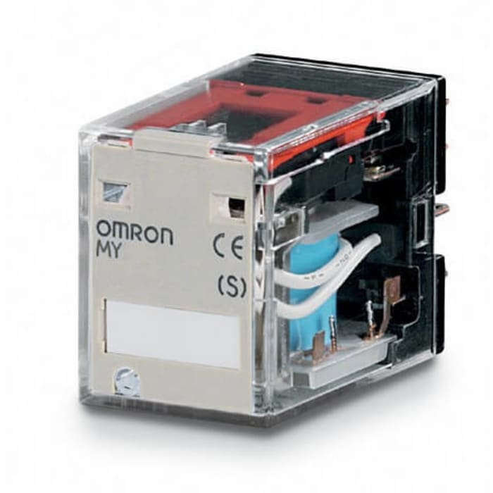 Relay, plug-in, 14-pin, 4PDT, 5 A, mech