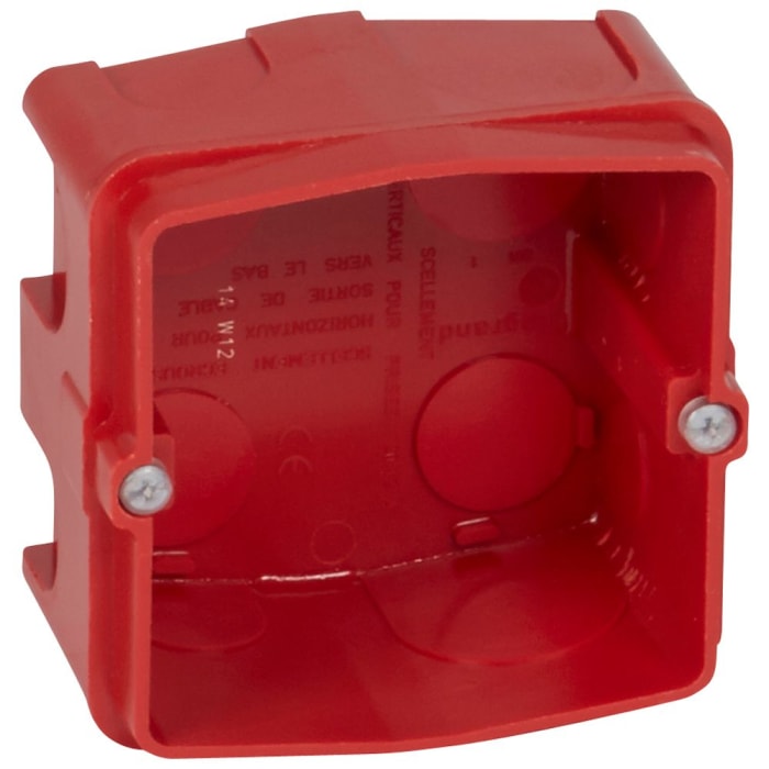 0 801 85 Legrand Legrand Red Plastic Back Box, IP20, 1 Gangs, 87 x 86 x 50mm 2663622 RS