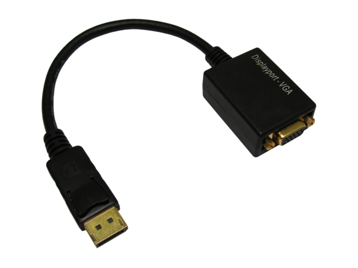 RS PRO Male DisplayPort to Female VGA, Polyvinyl Chloride DisplayPort Cable, 150 mm
