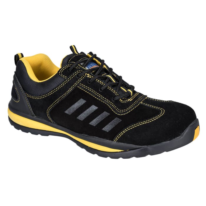 Portwest FW34 Unisex Black, Grey, Yellow Stainless Steel Toe Capped Safety Trainers, UK 11, EU 46