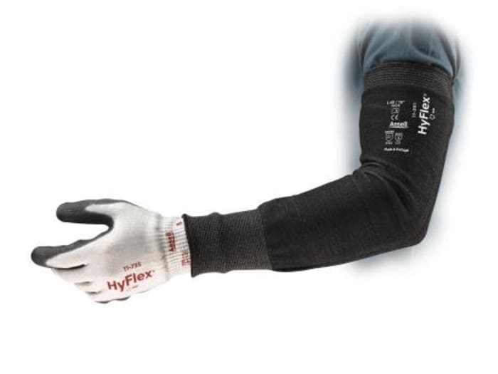 Ansell HyFlex Black Reusable HPPE Protective Sleeve for Automotive Industry Use, 16 Length, 16 Inch