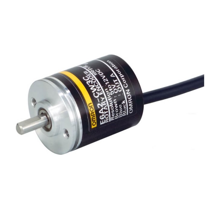 Omron E6A2-C Series Incremental Incremental Encoder, 100ppr ppr, NPN Open Collector Signal, Radial, Thrust Type, 4mm