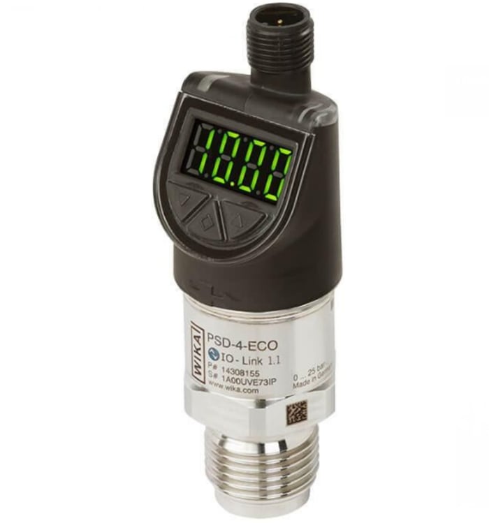 WIKA PSD-4-ECO Series Pressure Sensor, 0bar Min, 6bar Max, PNP Output, Gauge Reading