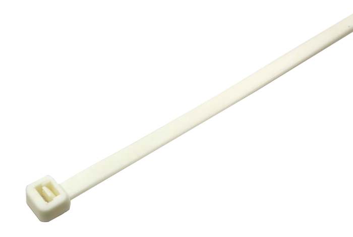 RS PRO Cable Tie, Non-Releasable, 100 mm x 2.5 mm, White Polyamide 66