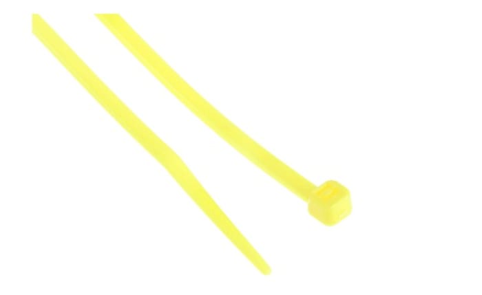 RS PRO Cable Tie, Non-Releasable, 203 mm x 3.6mm, Yellow Polyamide 66