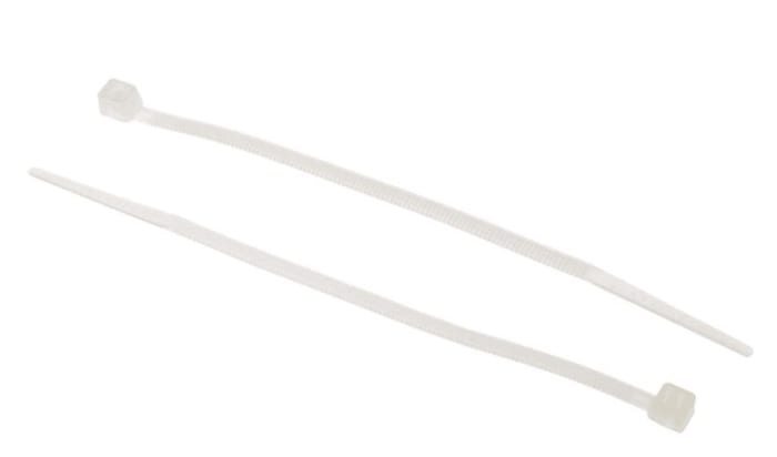 RS PRO Cable Tie, Non-Releasable, 380 mm x 7.6 mm, Natural Polyamide 66