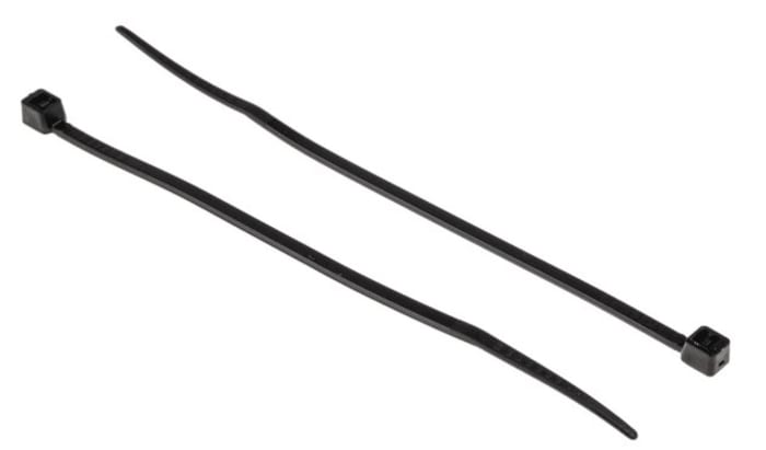 RS PRO Cable Tie, Non-Releasable, 100 mm x 2.5 mm, Black Polyamide 66