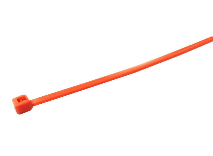 RS PRO Cable Tie, Non-Releasable, 100 mm x 2.5 mm, Orange Polyamide 66