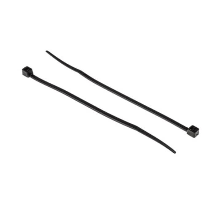 RS PRO Cable Tie, Non-Releasable, 300 mm x 7.6 mm, Black Polyamide 66