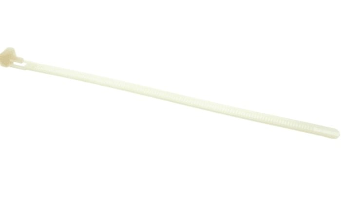 RS PRO Cable Tie, Releasable, 150 mm x 7.6 mm, Natural Polyamide 66