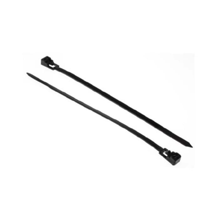 RS PRO Cable Tie, Releasable, 150 mm x 4.5 mm, Black Polyamide 66