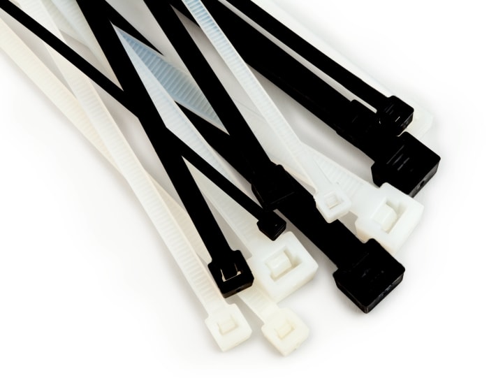 3M Cable Ties, Cable Ties, 200mm x 3.6 mm, Black Nylon, Pk-60