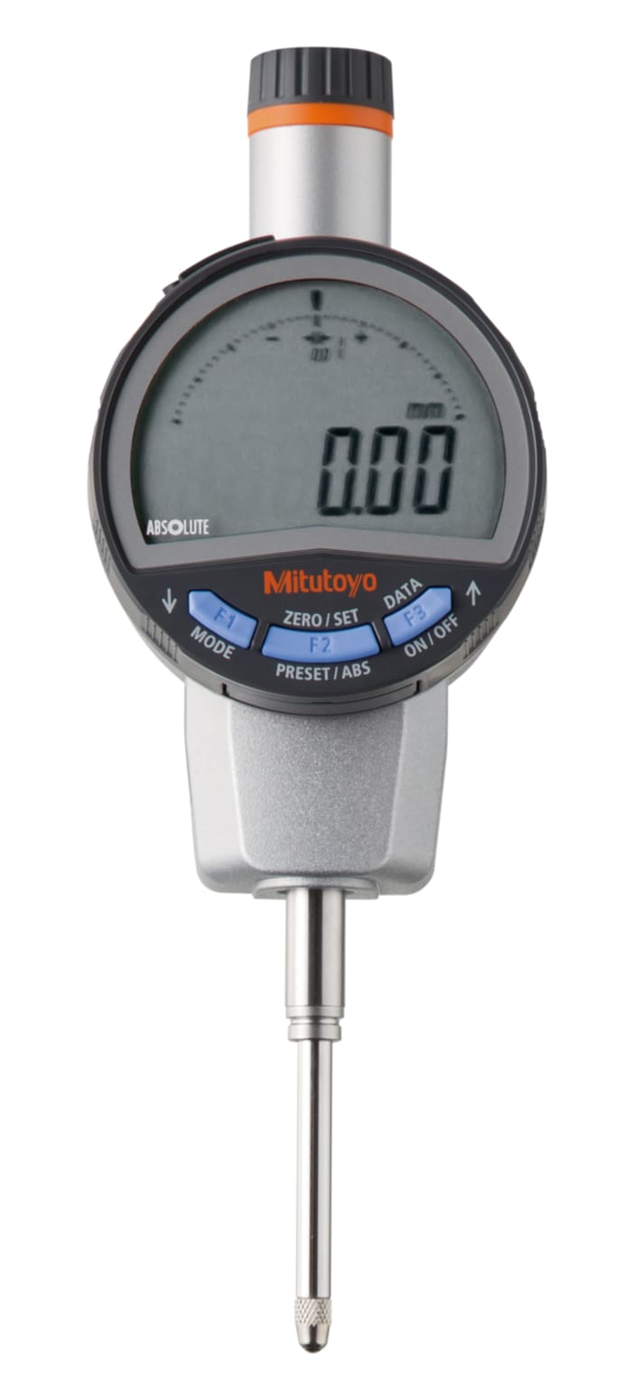 Mitutoyo 543-725BMetric Plunger Digital Indicator, 25.4 mm Measurement Range, 0.01 mm Resolution , 0.02 mm Accuracy