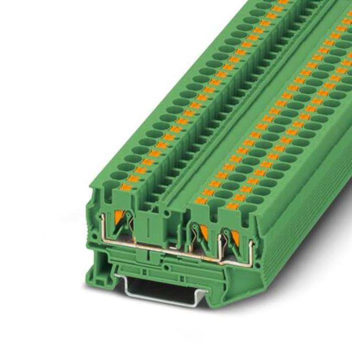 1080103 Phoenix Contact Phoenix Contact PT 4TWIN GN Series Green Feed Through Terminal Block