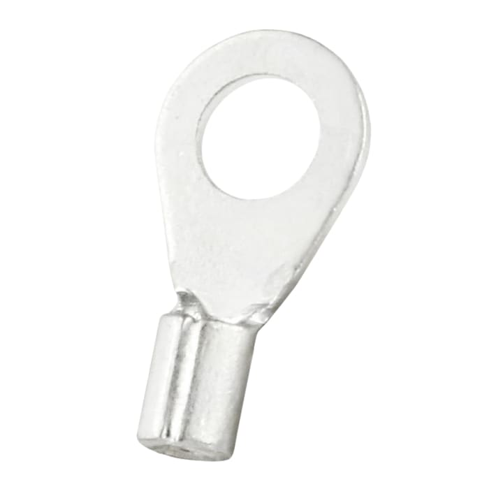 RS PRO, E245391 Uninsulated Crimp Ring Terminal, M4 Stud Size 22 AWG 16 AWG Wire Size, Silver