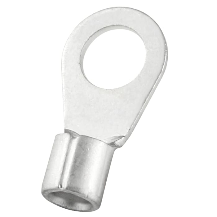 RS PRO, E245391 Uninsulated Crimp Ring Terminal, 6.5 mm Stud Size 12 AWG 10 AWG Wire Size, Silver
