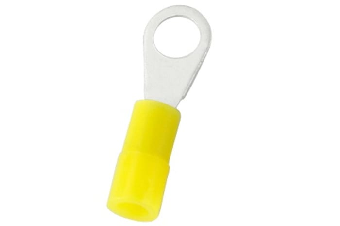 RS PRO Insulated Crimp Ring Terminal, M3 Stud Size 26 AWG 22 AWG Wire Size, Yellow