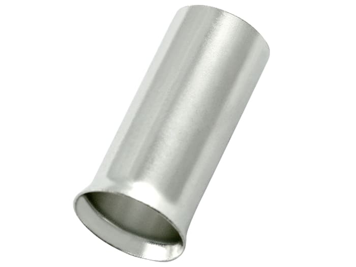 RS PRO Uninsulated Bootlace Ferrule, 12 mm Pin Length, 3.9 mm Pin Diameter, Silver 10 AWG Wire Size