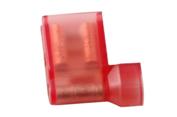 Terminal de lengüeta hembra Aislado de color Rojo RS PRO, 6.35 x 0.8 mm, long. 15.2 mm, 22 AWG → 18 AWG, de Latón