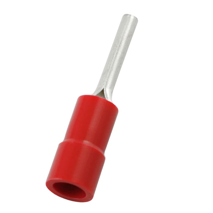 RS PRO Insulated, Tin Crimp Pin Connector, 22 AWG to 16 AWG, 1.9 mm Pin Diameter, 10 mm Pin Length, Red