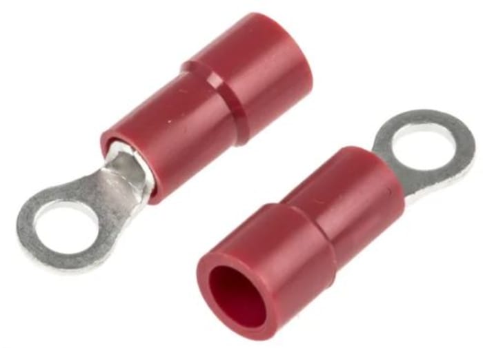 Terminal redondo de crimpado Aislado de Cobre RS PRO E245391, Rojo, 22 AWG, 16 AWG, Ø int. M3