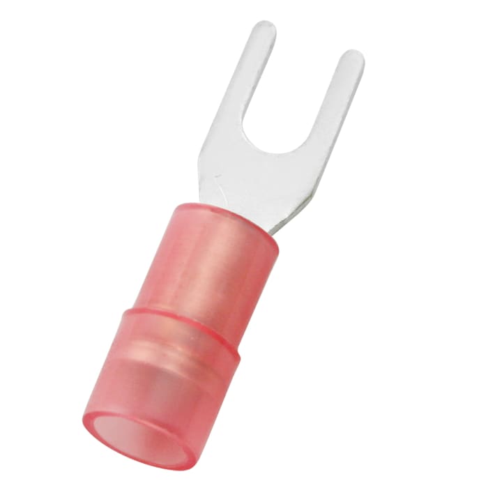 RS PRO Insulated Crimp Spade Connector, 22 AWG to 16 AWG, 3.2 mm Stud Size Nylon, Red