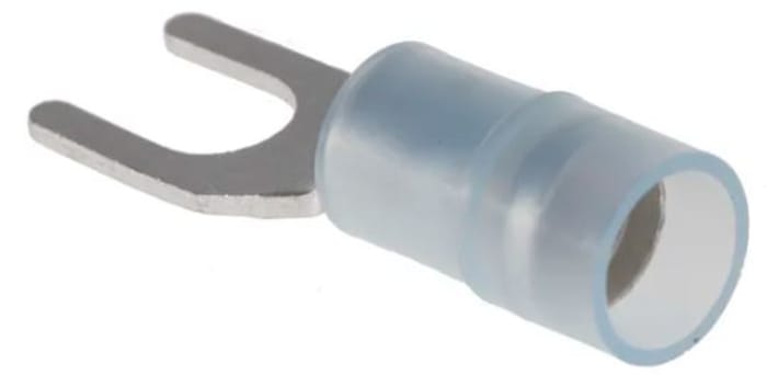 Conector de horquilla de crimpado RS PRO, Aislado, 4.3 mm, Azul, 16 AWG a 14 AWG Nailon