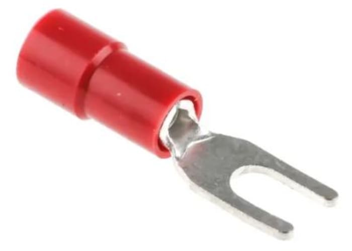 Conector de horquilla de crimpado RS PRO, Aislado, 3.2 mm, Rojo, 22 AWG a 16 AWG Vinilo