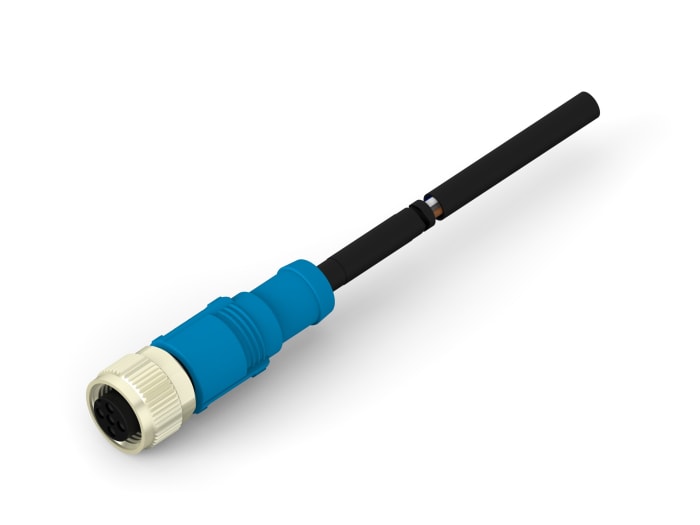 TE Connectivity Female 4 way M12, Straight to M12 Cable Assembly, 5 m