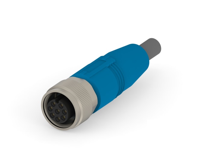 TE Connectivity Female 8 way Socket M12 to M12 Pigtail Cable Assembly, 1.5 m